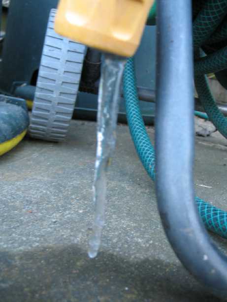 Icicle on garden hose