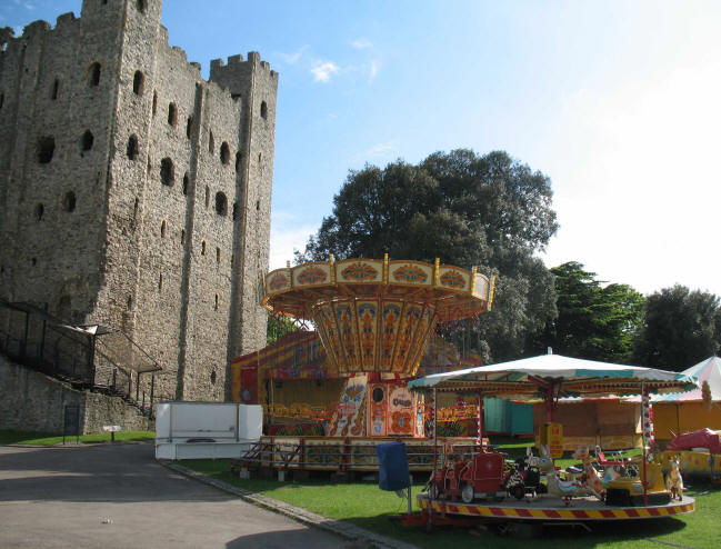 Rochester Castle and funfair