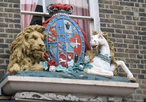 Lion and unicorn crest in Rochester High Street Kent