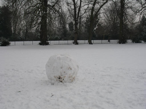 Giant snowball at Priory Park Orpington