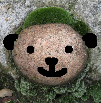 Mossy stone wth face