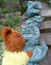 Yellow Teddy with compost in bags