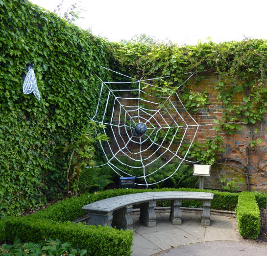 Giant model of spider web and fly