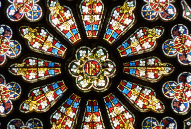 Rose window - stained glass, Christ Church, Chislehurst, Kent