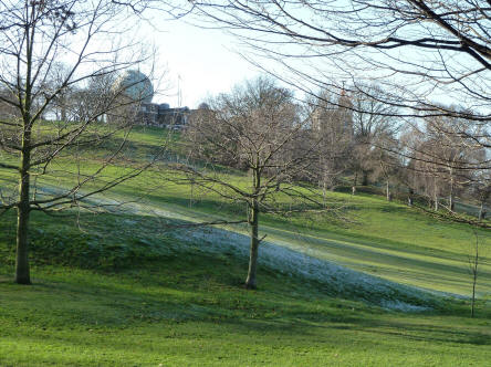 Greenwich Park frosty hill and Observatory