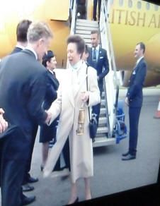 Princess Anne with Olympic flame lamp
