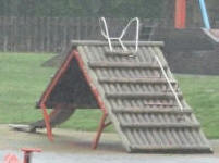 Climbing frame looking like a cottage roof