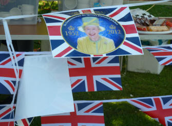 Priory Gardens Jubilee Fair - Union Jacks and picture of the Queen