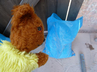Yellow Teddy with builder's bag