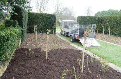 Spreading compost, Priory Park