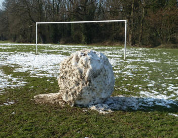 Poverest Recreation Ground snowball on field