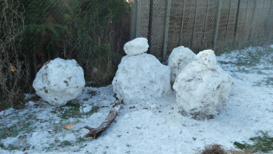 Poverest Recreation Ground unfinished snowmen