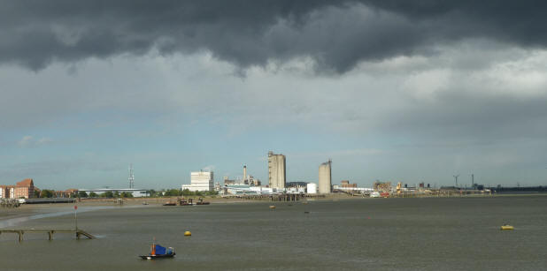 Rainclouds over Thames at Erith looking west
