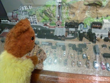 Yellow Teddy model of Hastings beach in Fishermen's Museum