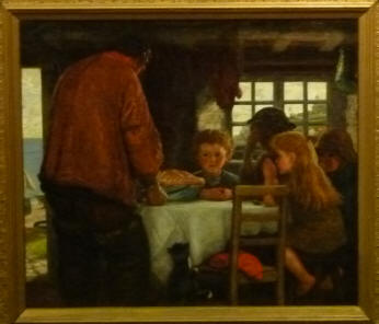 Painting of fisherman's family having dinner