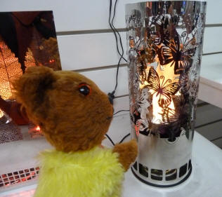 Yellow Teddy with imitation flame lamp