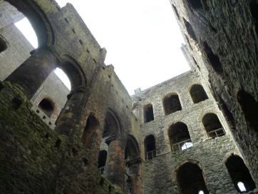 Inside Rochester Castle looking up to the open sky