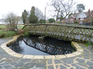 Pond with bridge