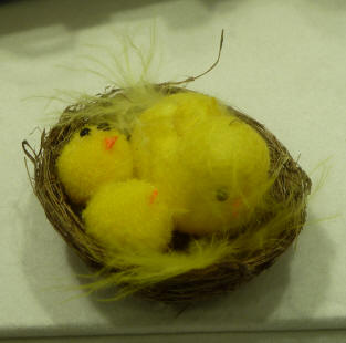 Easter chicks in basket