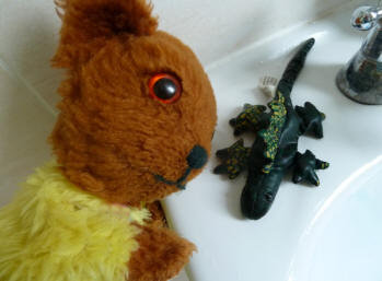 Yellow Teddy washing beanbag dinosaur