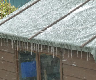 Icicles on shed
