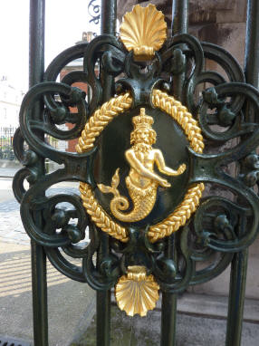 King Nepture crest on gate to Royal Naval College