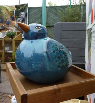 Blue ceramic bird