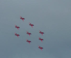 Red Arrows airplanes in formation