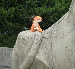 Dino sitting on the sphinx