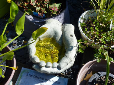 Cupped hands water feature