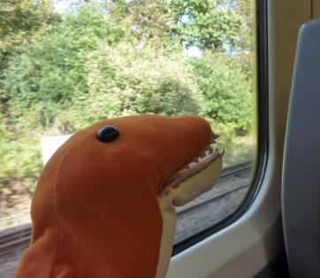 Dino on the train home