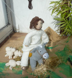 Knitted Jesus on donkey