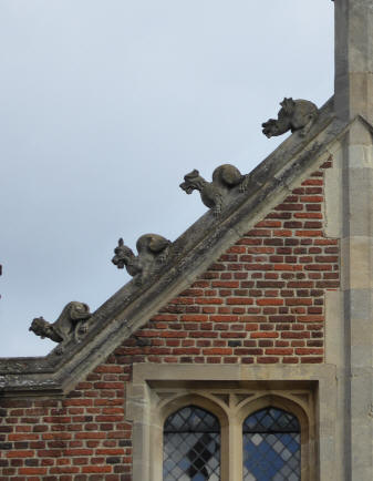 Creature statues on roof line