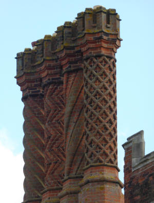 Decorative brickwork chimney stacks
