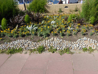 Pebbles laid in wave pattern