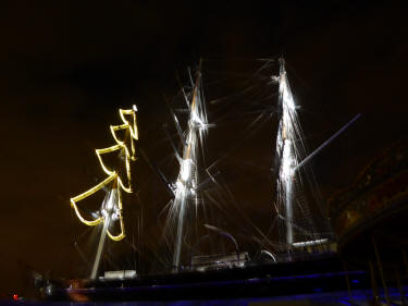 Cutty Sark masts lit up for Christmas