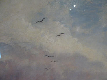 Seagulls in sky painting