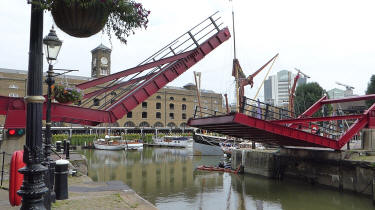 St Katharine Dock bridge rising