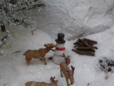 Model snowman and deer scene