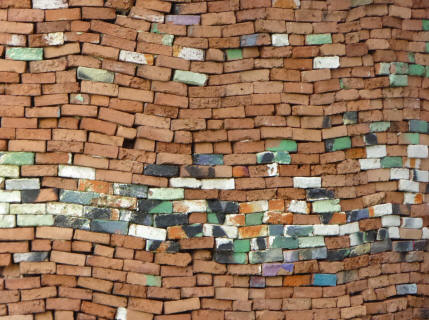Closeup of brick chimney sculpture