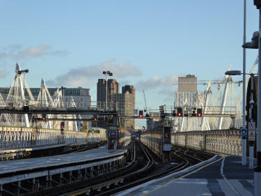 View from Charing Cross Station over bridge