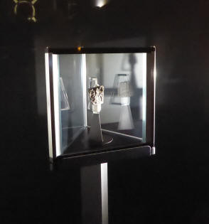 Moon rock in glass case