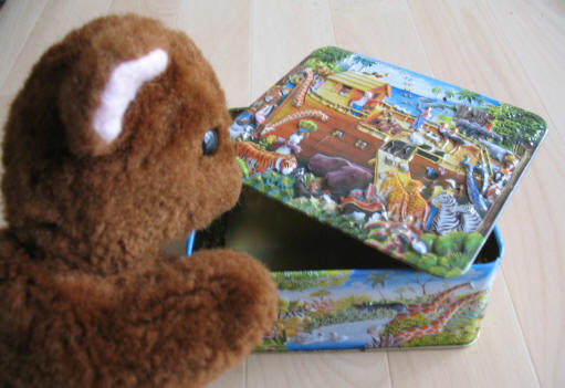 Brown Teddy with Noah's Ark box