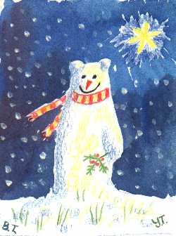 Yellow Teddy's Snow Bear painting